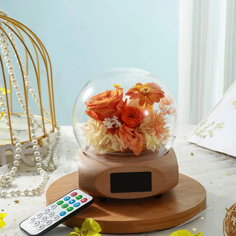 High Quality And Pretty Preserved Flower Alarm Clock with Remote Control Christmas Valentine's Day Graduation New Year