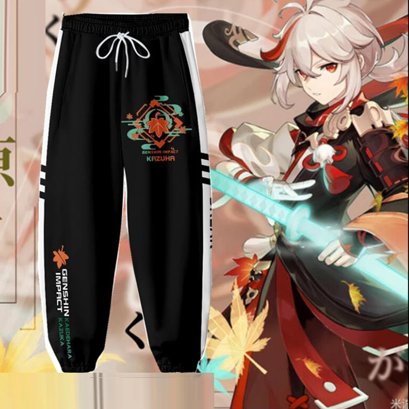 Anime Game Genshin Impact Kaedehara Kazuha Cosplay Kostuums 3D Print Joggers Broek Mannen/Vrouwen Casual Broek Hip Hop Joggingbroek