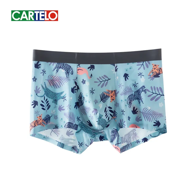 CARTELO Men\'s Antibacterial Underwear Men Print Boxers Mens Underpants Male Panties Breathbale Summer Shorts L-3XL 3pcs