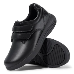 FitVille Leder-Damenschuhe, Diabetiker-Schuhe, extra breite Slip-On-Wanderschuhe für geschwollene Damenfüße mit Fußgewölbeunterstützung