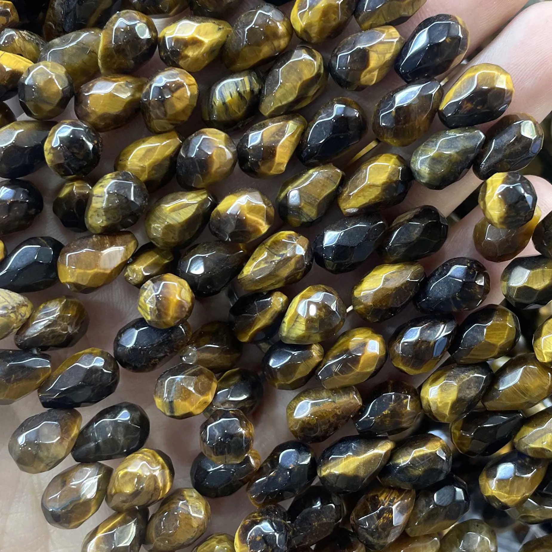 Naturstein facettierte Wassertropfen-Perlen aus Labradorit, Achat und Türkis für die Schmuckherstellung, DIY-Armband und Halskette – Detail 13