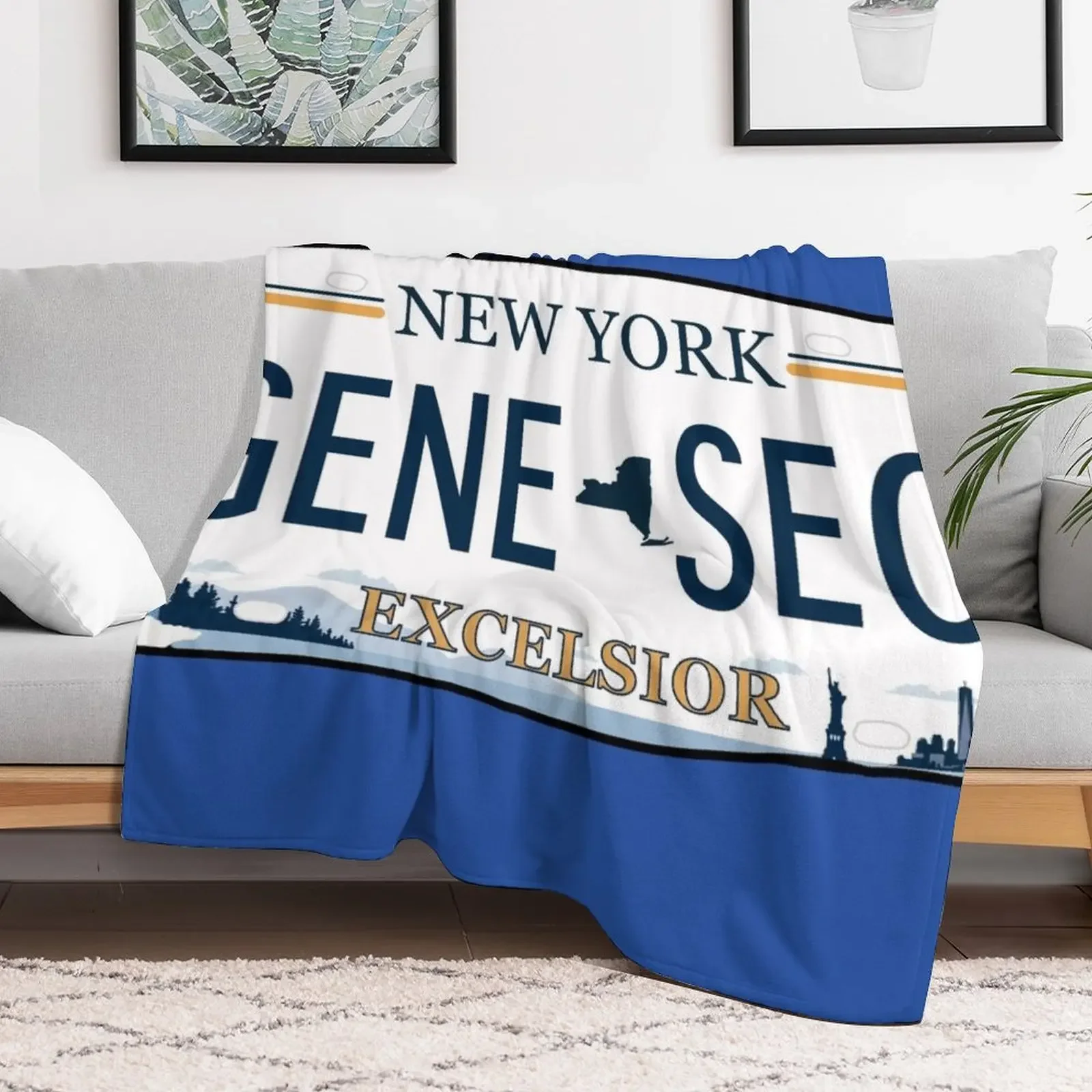 Geneseo license plate Throw Blanket Hairy Nap Blankets For Bed Blankets