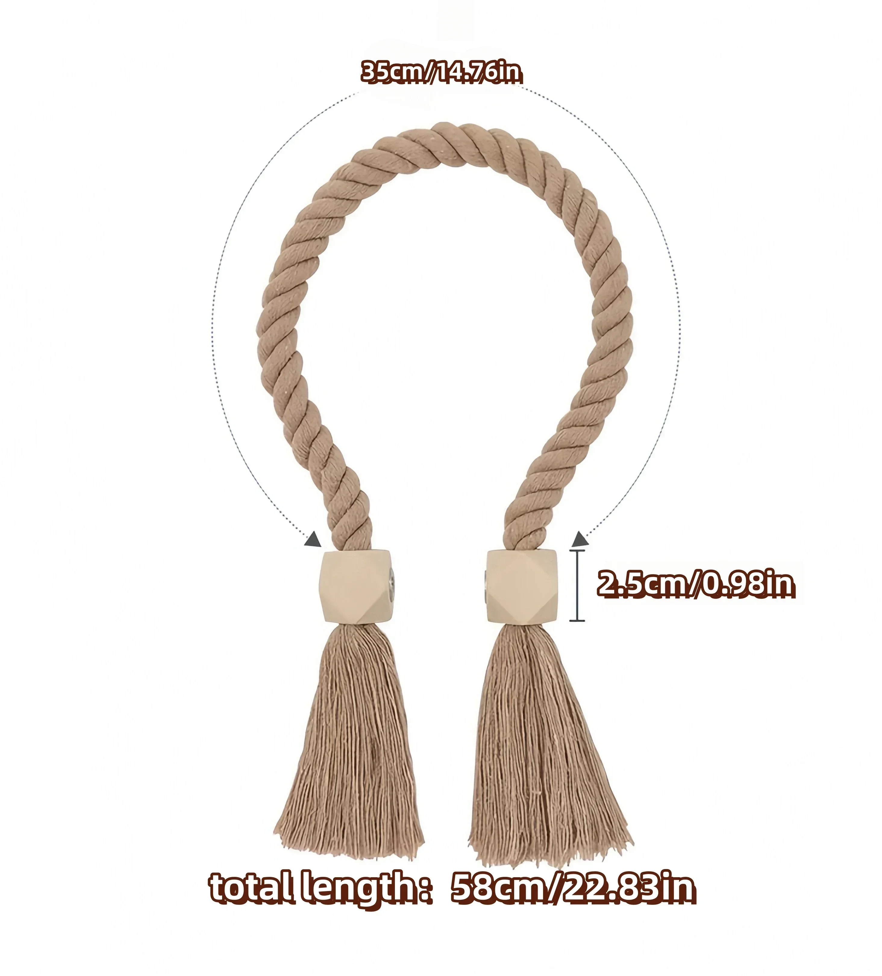 1PCS hand-woven solid wood magnetic curtain strap simple design for bedroom and living room warm home decoration