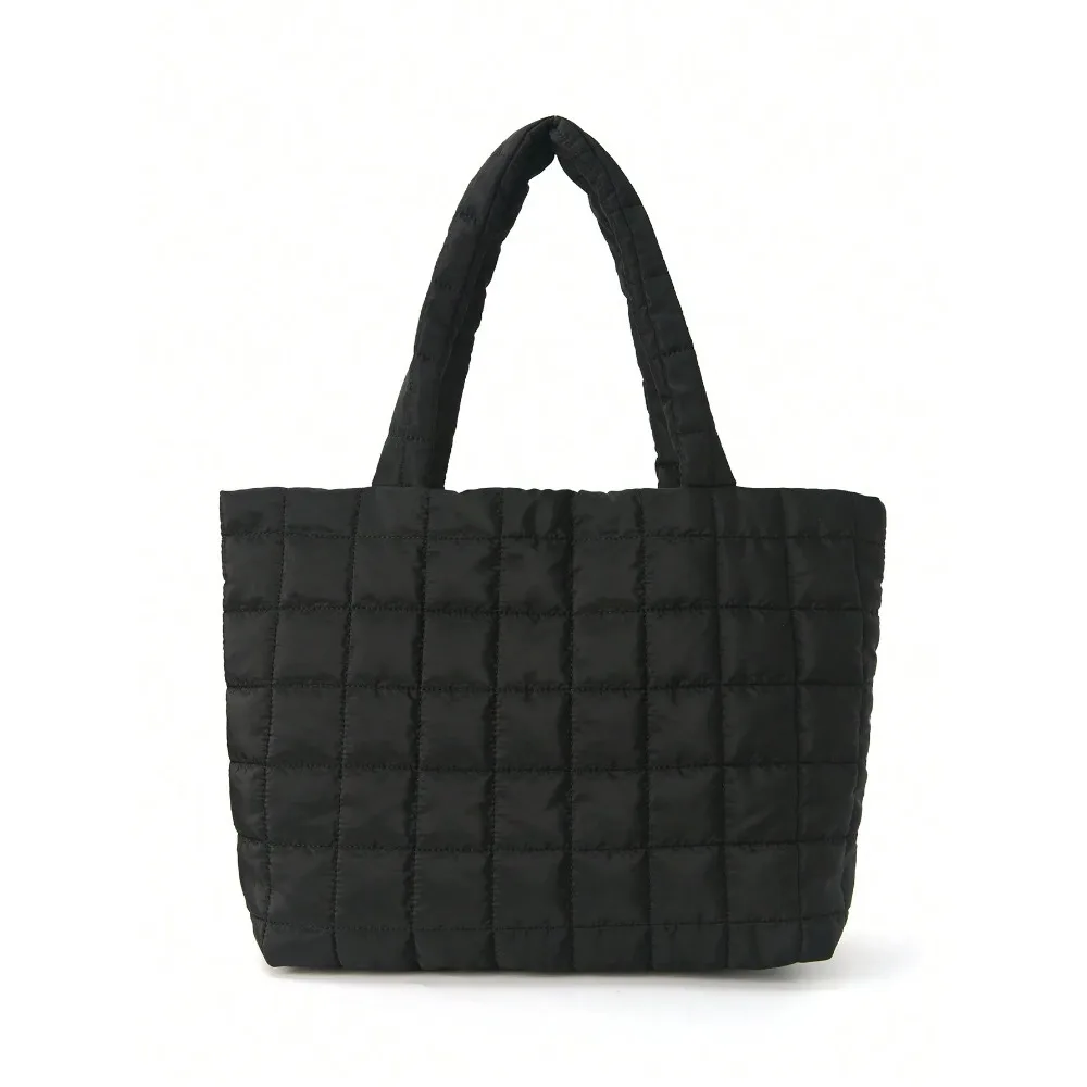 1 Pc Minimalist Quilted Puffy Tote Bag, Large Capacity Crossbody Bag, Trendy Padded Shoulder Bag For Women For Daily Commute image 3