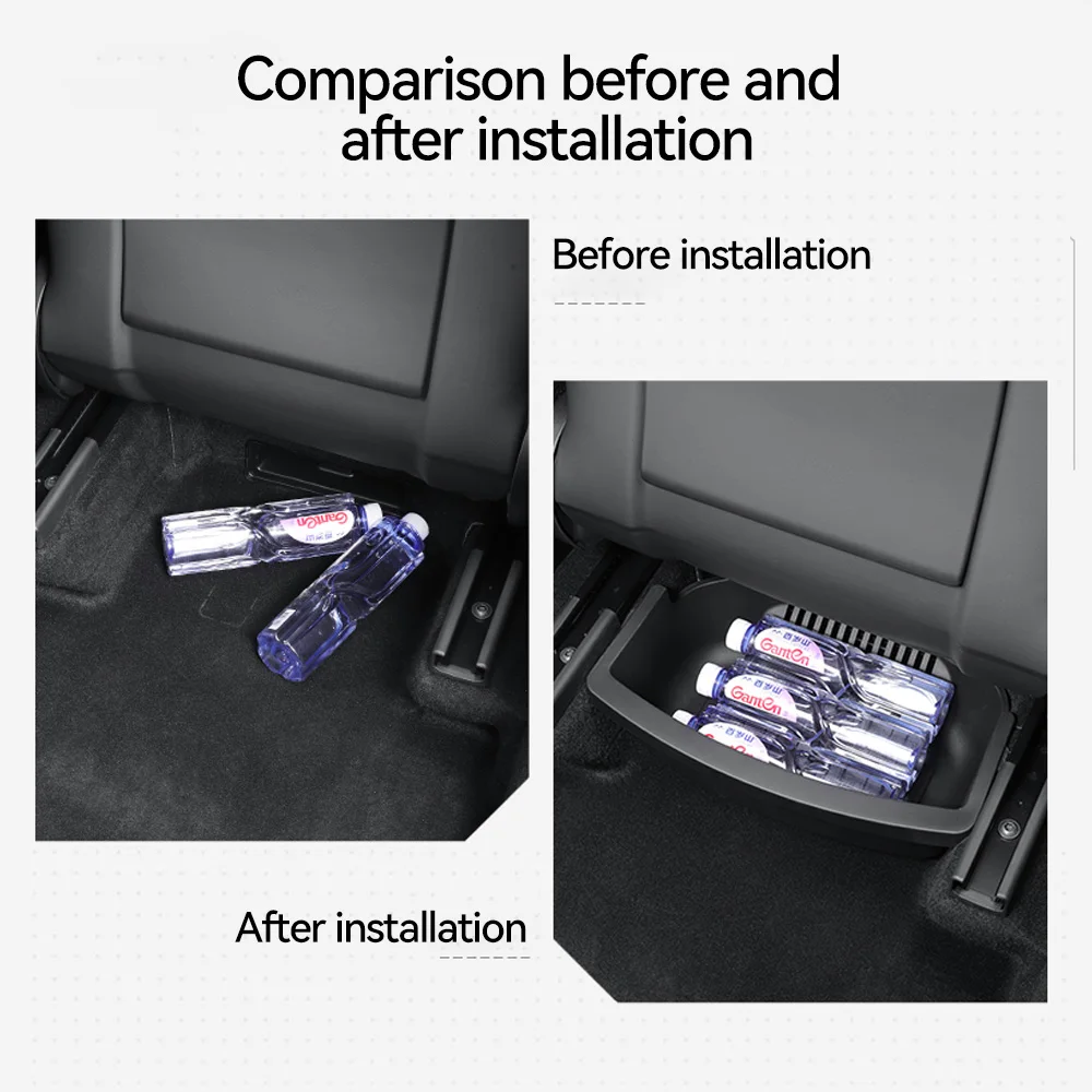 YZ TPE Under Seat Storage Box For Tesla Model Y 6-Seat Front Rear Lower Drawer Organizer Tray Stowing Holder Car Interior