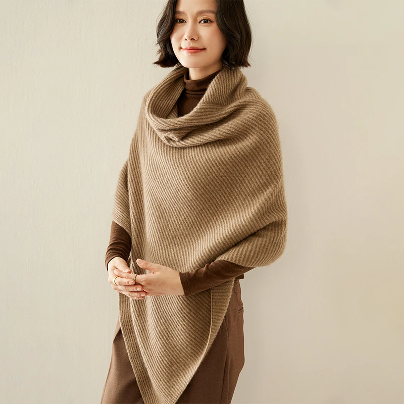 Women 100% Cashmere Shawl Autumn Winter Thick Pullover Wraps Grace Soft Warm Cashmere Sweater Female Clothing Korean Tops