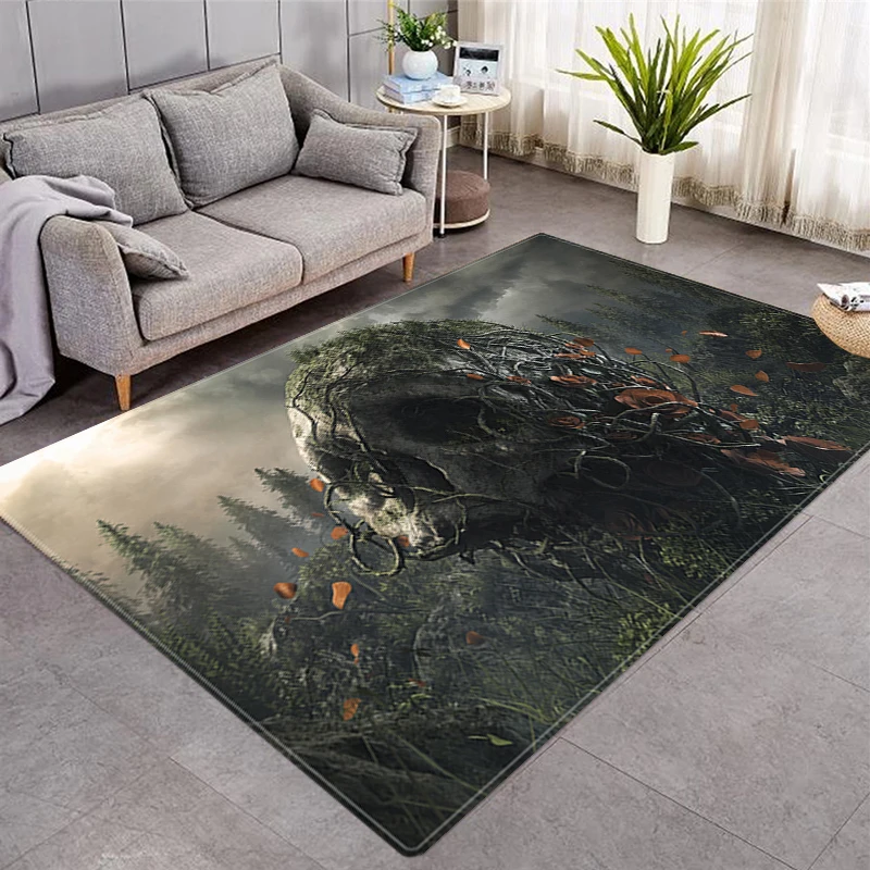 

Horror Skeleton Printed Rugs Home Living Room 3D Printing Game Small Rug Bedroom Room Decoration Door Mat Non-slip Washable Rug