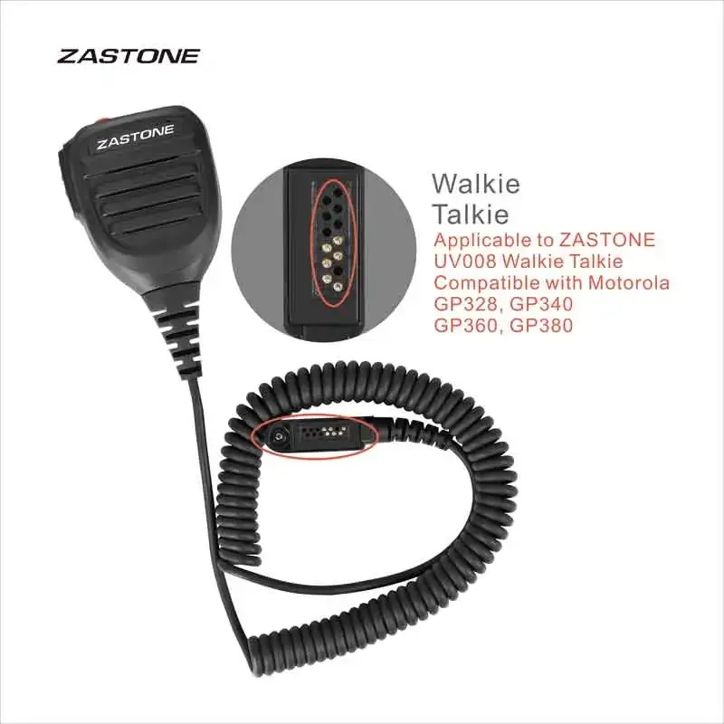 ZASTONE UV008 Microphone Walkie Talkie Megaphone Hand Pussy Speaker Two wya Radio  6-pin plug Accessories PTT Transmitter