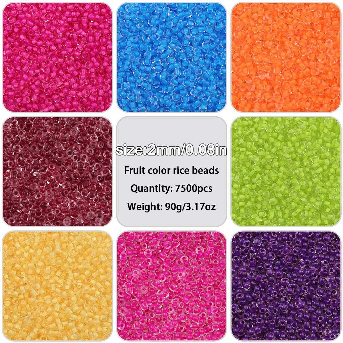 Dyed Core Colorful Glass Small Spacer 2mm 1500pcs 18g Loose Bead For Jewelry Making Earrings Necklace DIY Craft Accessories