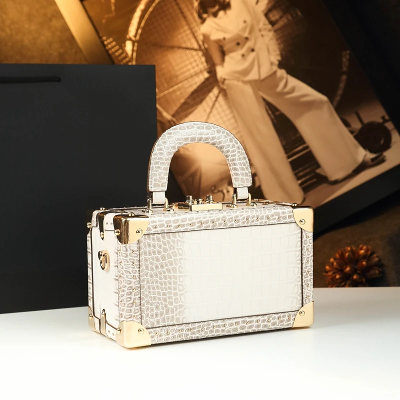 

Luxury Fashion Trend 2025 New Women Handbags Crocodile Pattern Leather Small Hard Box Bag Shoulder Crossbody Bags