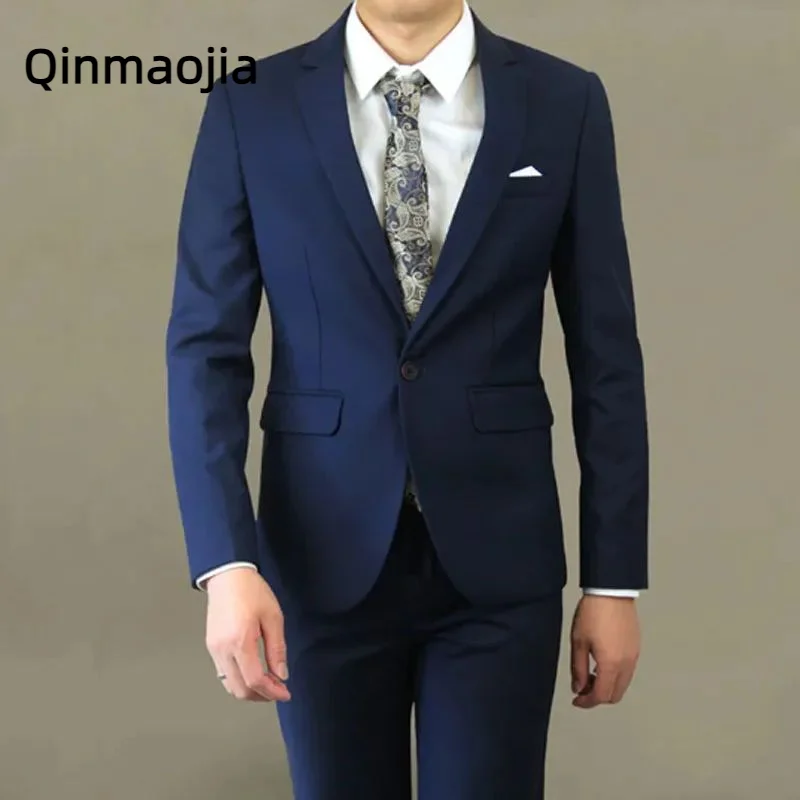 

2024 New Men's Boutique Business Solid Color Wedding Hostess Suits Pants / Male Evening Dress Blazers Trousers 2 Pcs