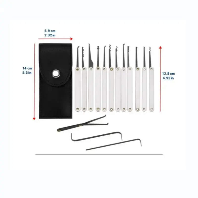 15pcs Unlocking Lock Pick Set Key Extractor Padlocks Kit Locksmith Pick Training Kit Pin Broken Key Hand Tool Locksmith Tools