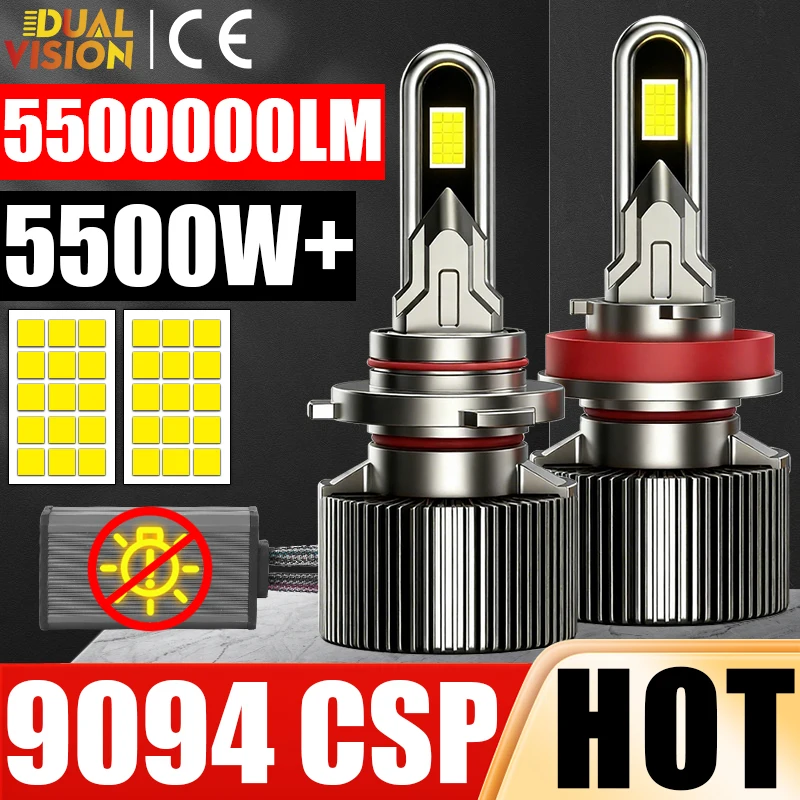 

5500W 5500000LM H7 H4 Светодиодные автомобильные фары H1 H8 H9 H11 9005 HB3 H27 880 881 LED Canbus 30PCS 9054 CSP Супер яркие противотуманные фары