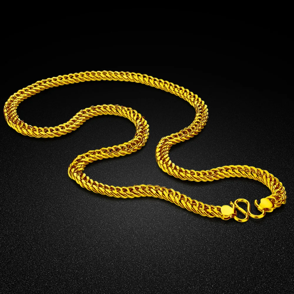 

Shiny Luxury Men's Necklace 925 Silver 24k Gold Plated 8mm Cuban Chain Cool Teens Delicate Clavicle Chain Choker Party Jewelry