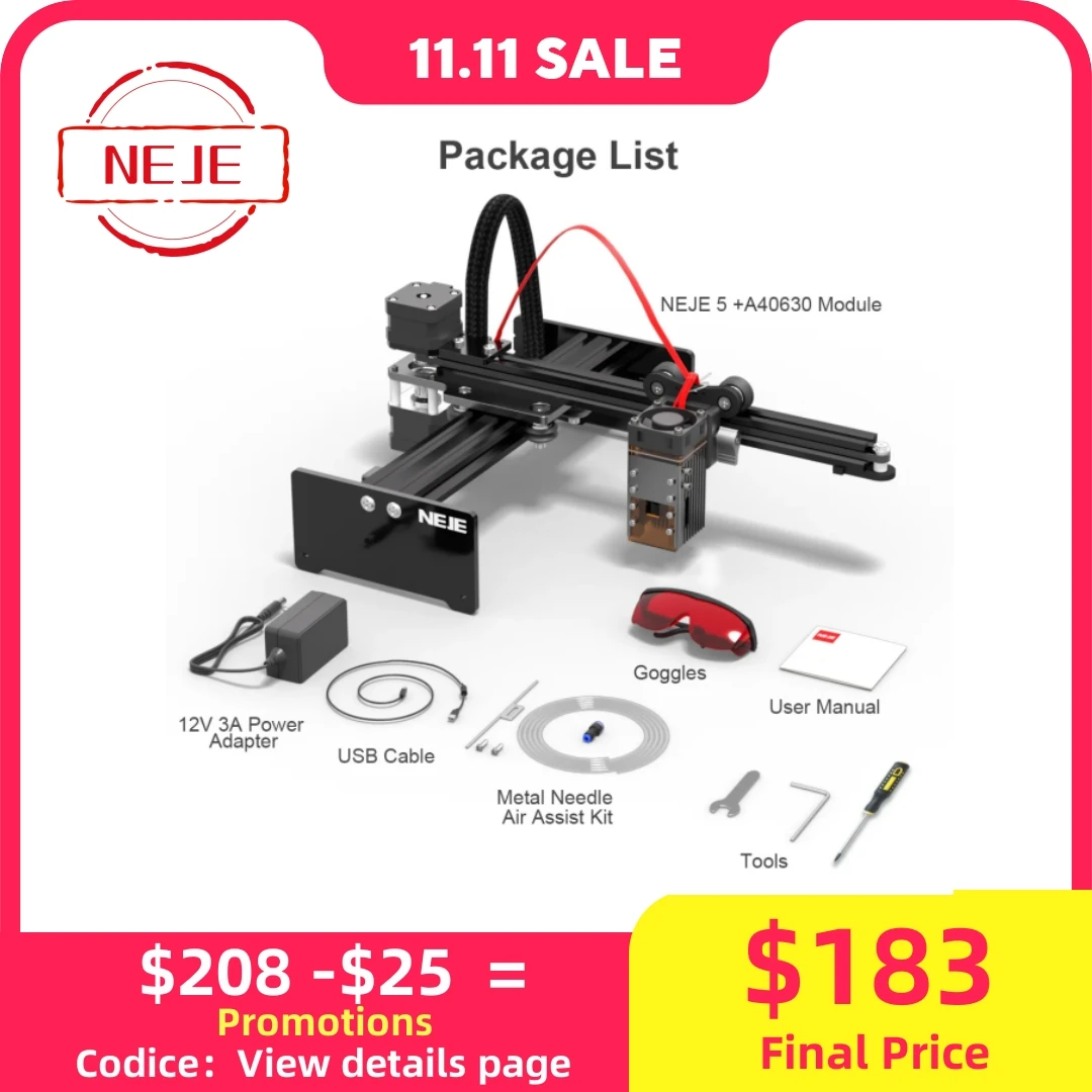 NEJE 5 A40640/A40630/E40 Laser Engraving Machine Metal Wood CNC Engraving and Cutting Machine