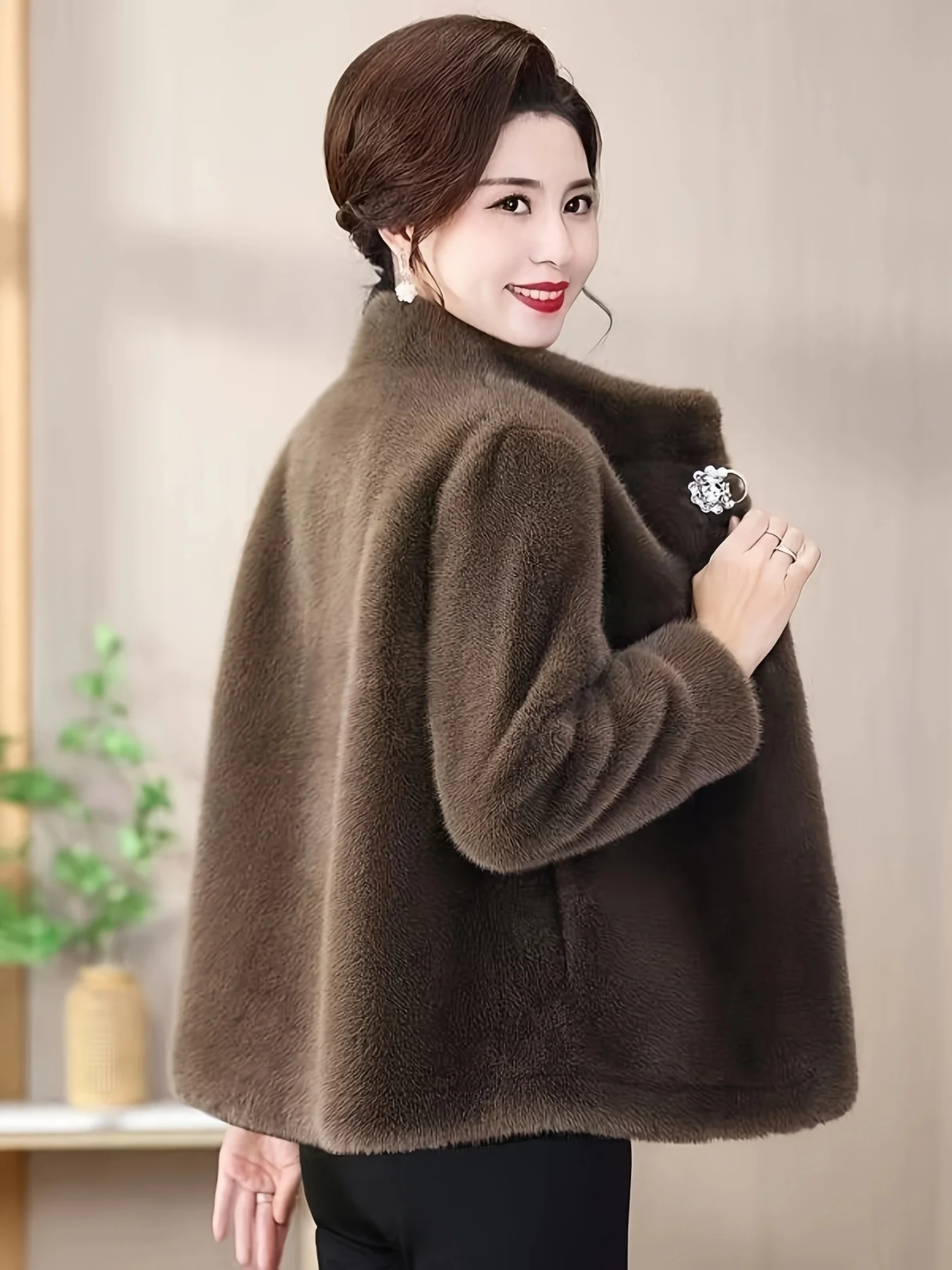 Herbst Winter Neue Nachahmung Nerz Pelzmantel Für frauen Jacke Stehkragen Warme Mäntel