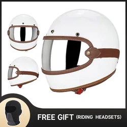 Retro Lightweight Fiberglass Full Face Motorcycle Helmet For Cruise Motorcycle Protection Helmets Capacete with Silver Visor DOT