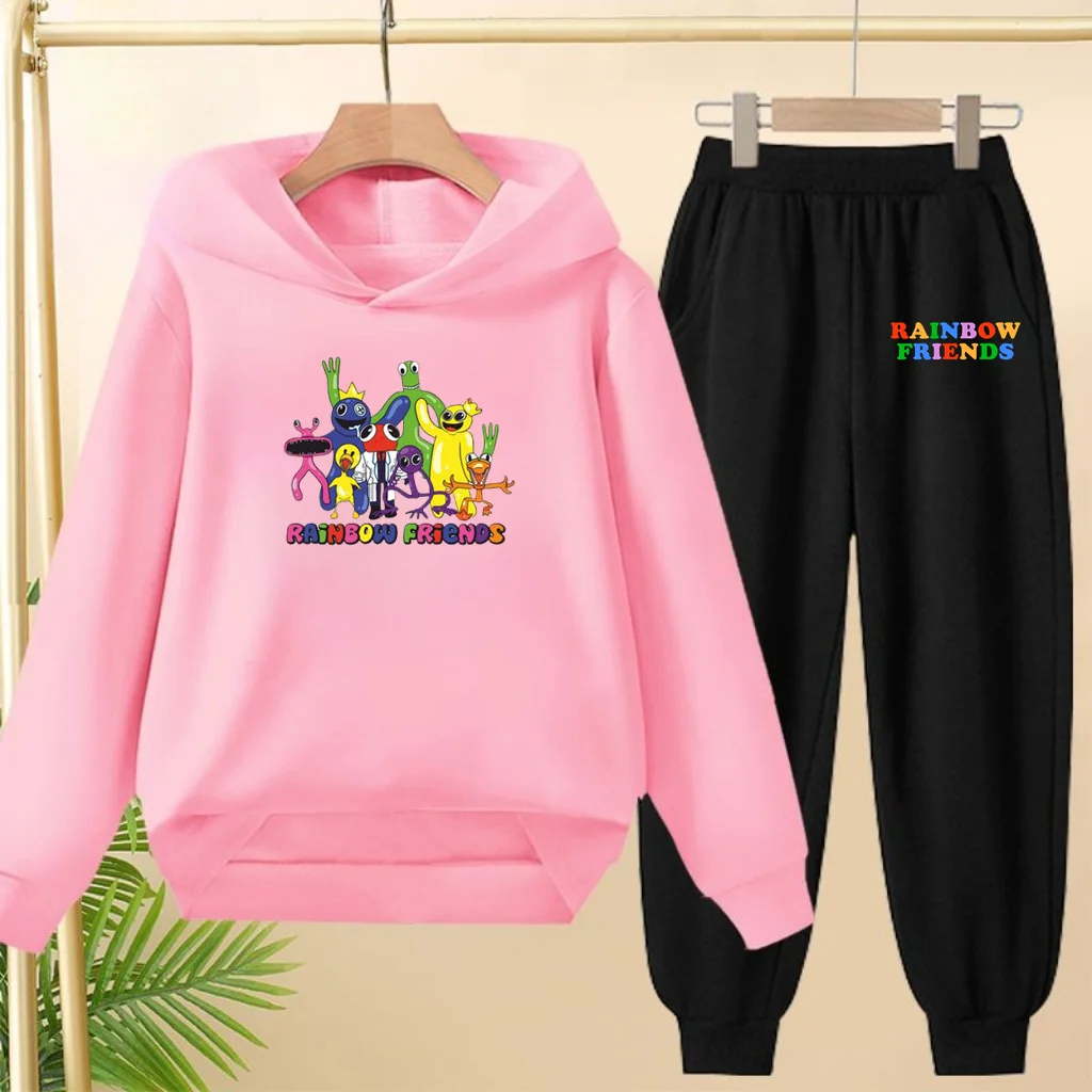 3-12 سن لعبة الكرتون طباعة الأطفال ملابس خارجية الخريف الشتاء 2 قطعة صبي فتاة الترفيه هوديي بنطلون البلوز مقنعين ملابس رياضية