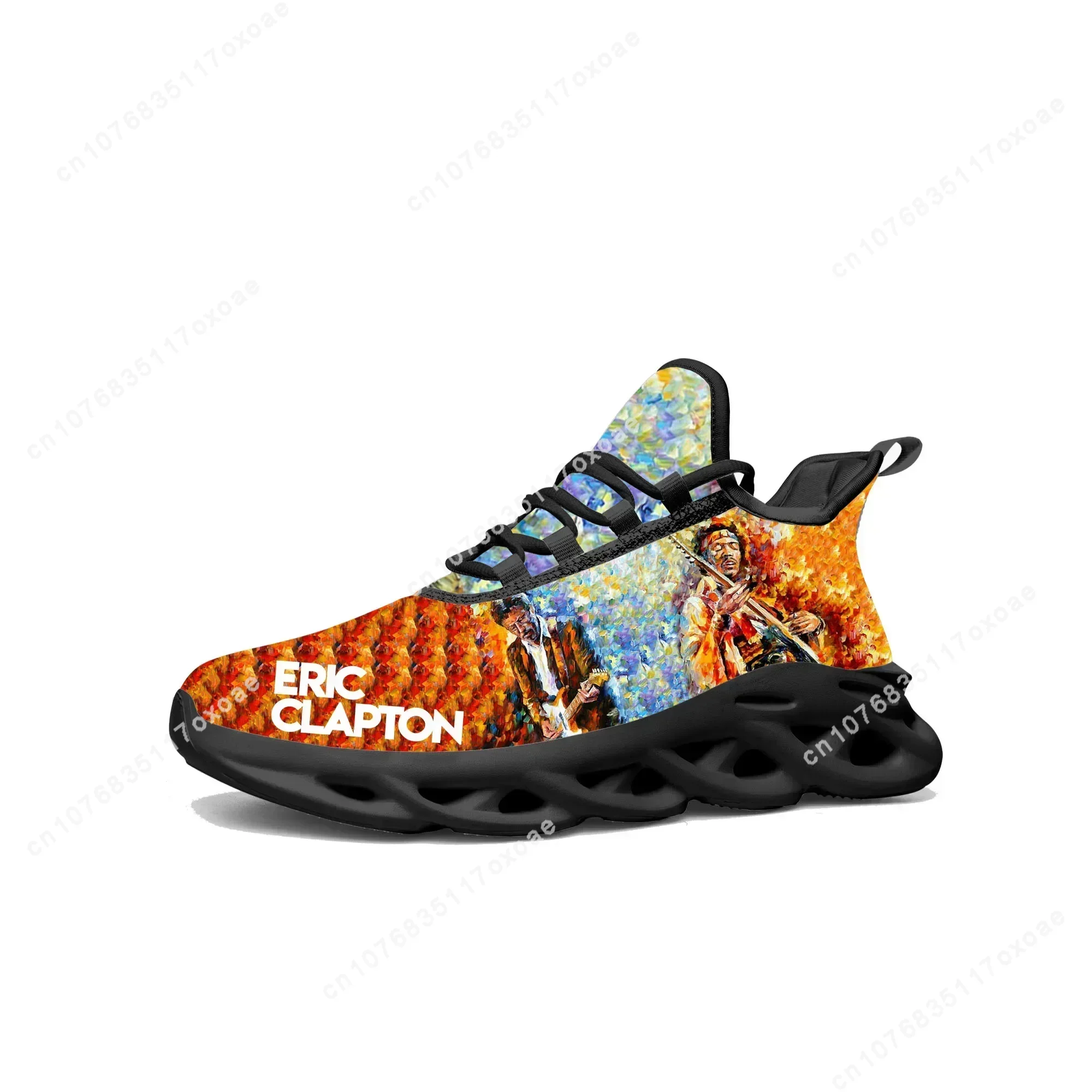 Eric Clapton Flats Sneakers Mens Womens Rock Guitar Sports Running Shoe Sneaker Lace Up Mesh Footwear Tailor-made Shoe Black 2