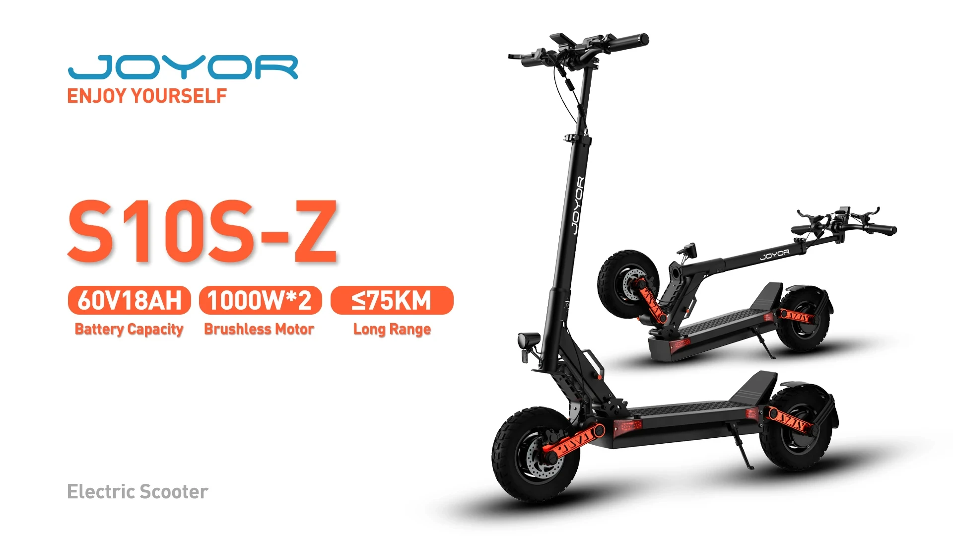 JOYOR S10-s-z E-Scooter 1000W * 2 Doppelmotor 60V18AH Hochleistungs-Lithiumbatterie 10 Zoll Offroad-Reifen Hydraulische Bremse Aluminiumlegierung Leichtgewichtiger 30KG Rahmen All-Terrain-Pendler-Scooter Maximale Reichweite 80km Maximale Geschwindigkeit 60km/h Elektroroller – Detail 1