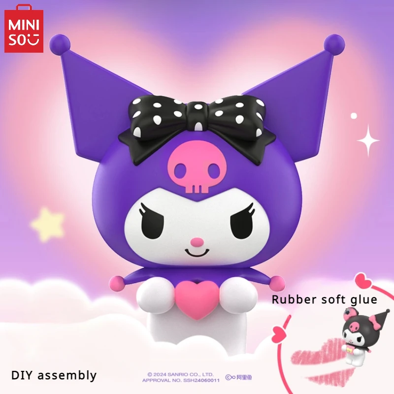 MINISO Kuromi Heart-warming Gift Series Blind Box Anime Assembly Eraser Model Kawaii Stationery Children's Toys Birthday 