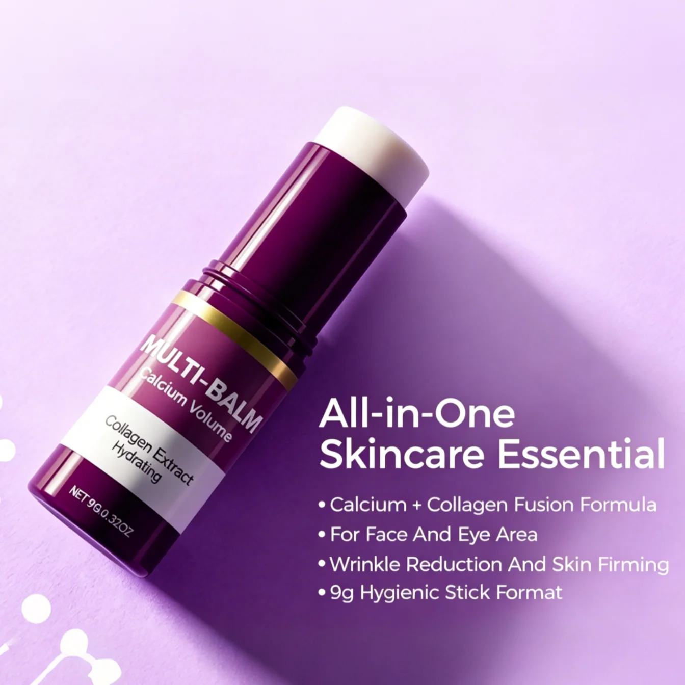Bálsamo Multiusos con Calcio, Todo en Uno, Hidratante, Suavizante de Arrugas, Tratamiento Facial y Ocular, Cuidado de la Piel con Colágeno, Bálsamo en Barra Multiusos con Calcio