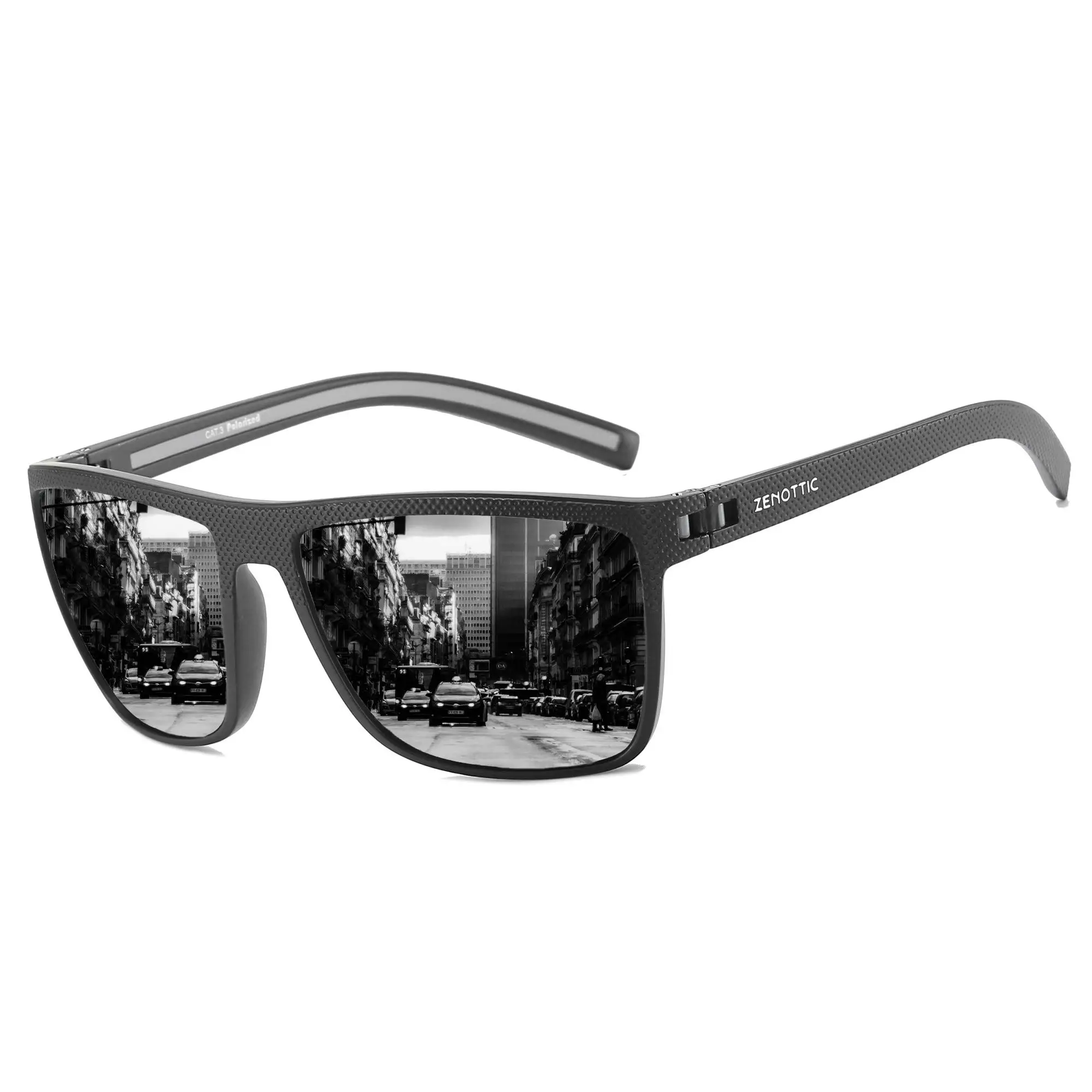 ZENOTTIC lunettes de soleil polarisées pour hommes léger TR90 cadre UV400 Protection lunettes de soleil carrées