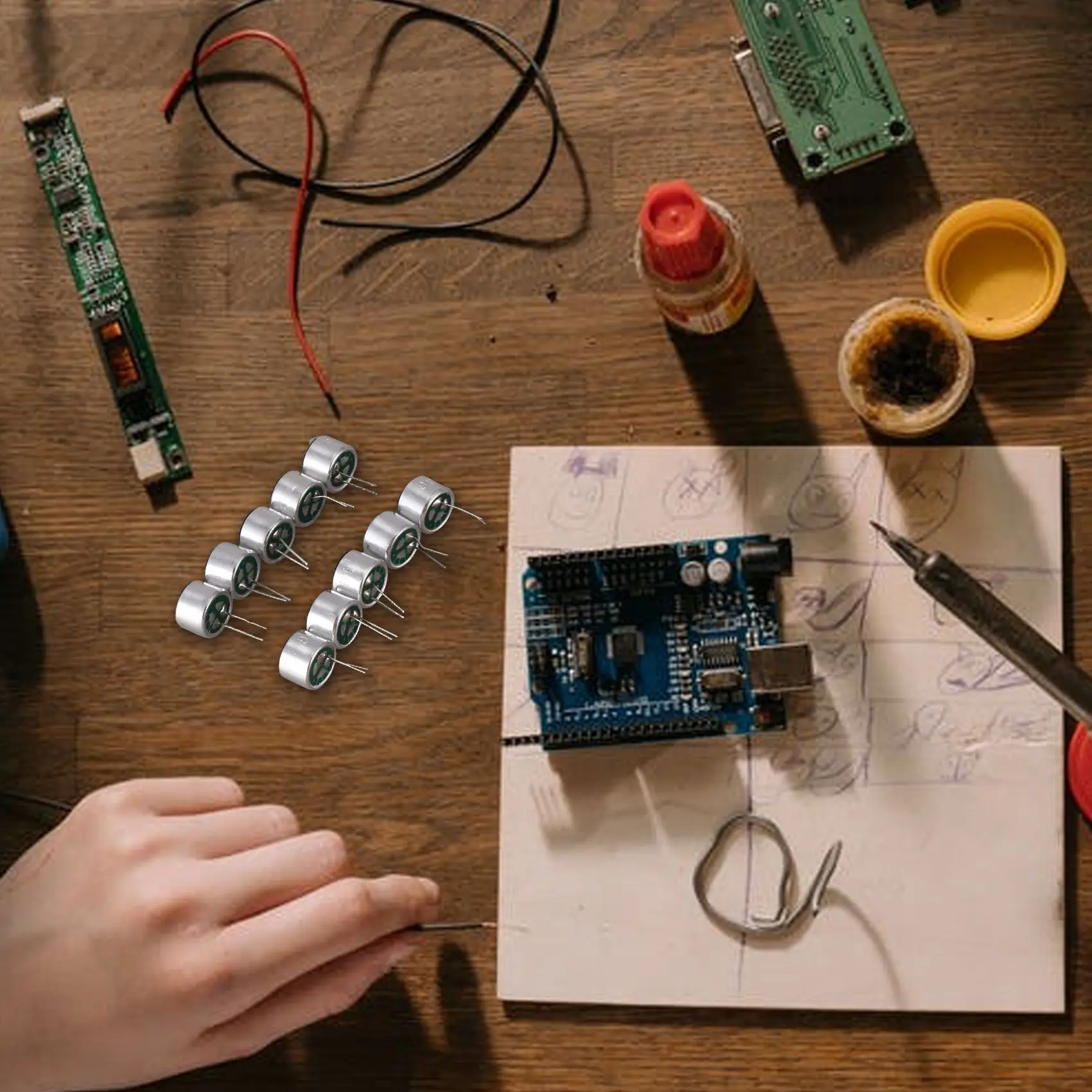 Miniphone a condensatore elettrete con capsula MIC a 2 pin da 10 pezzi 9,7 mm x 7 mm