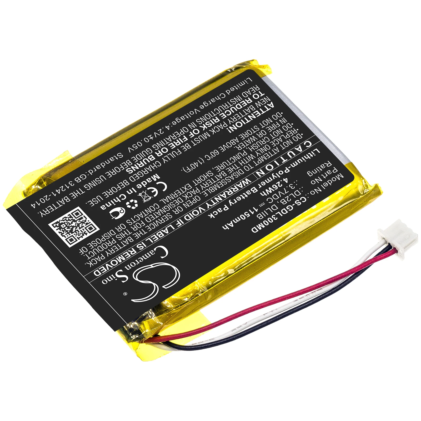 Li-Polymer Medical Battery for 3GEN, 3.7V, 1150mAh, Compatible Models:  Dermlite DL200 Hybrid, DermLite II, DermLite III, DNL3N