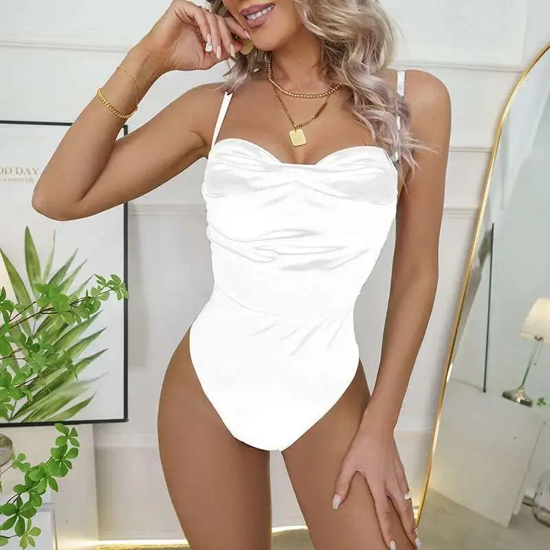 

Ins New Fashionable Spicy Girl Women's Sexy Slim Fit High-End Lightweight Elastic Satin Jumpsuit