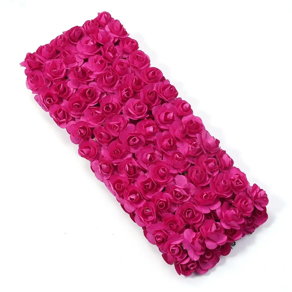 144PCS Mini Artificial Rose Flower 2CM Paper Rose Fake Flower Bouquet Home Decor DIY Paper Rose Bouquet Garland Decorations
