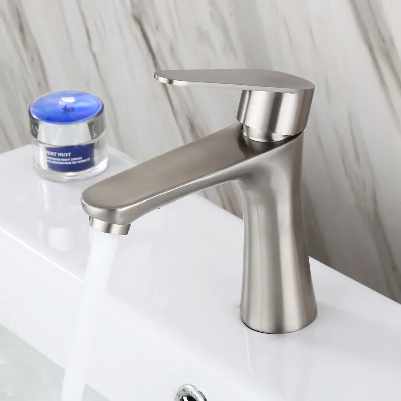 

Stainless Steel Brush Nickel Cold Water Basin Faucet Bathroom Faucet Tap Single Handle SUS 304 Basin Faucet