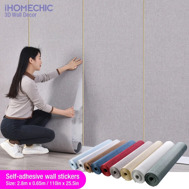 

2.8mx0.65m Diatom Mud Waterproof Thick 3D Wall Sticker Self-Adhesive Moisture-Proof 3D Panel Ceiling Living Room Wall Decoration