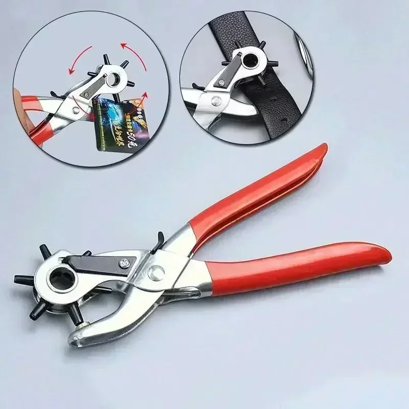 Leather Punching Machine Comes with 6 Round Nails A Household Multifunctional Bag Belt Plastic Hole Opening Labor-saving Pliers