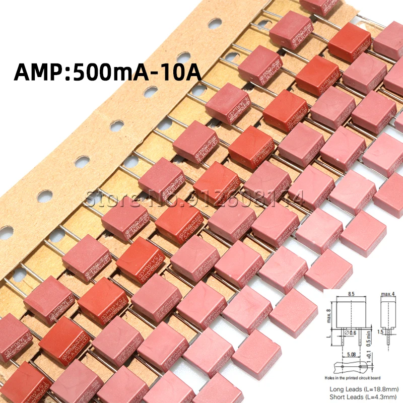 20Pcs Square Fuse 0.5A 1A 2A 2.5A 3.15A 4A 5A 6.3A 8A 10A 250V 392 Plastic Fuse T2A LCD TV Power Board Commonly Slow Blow Fuse