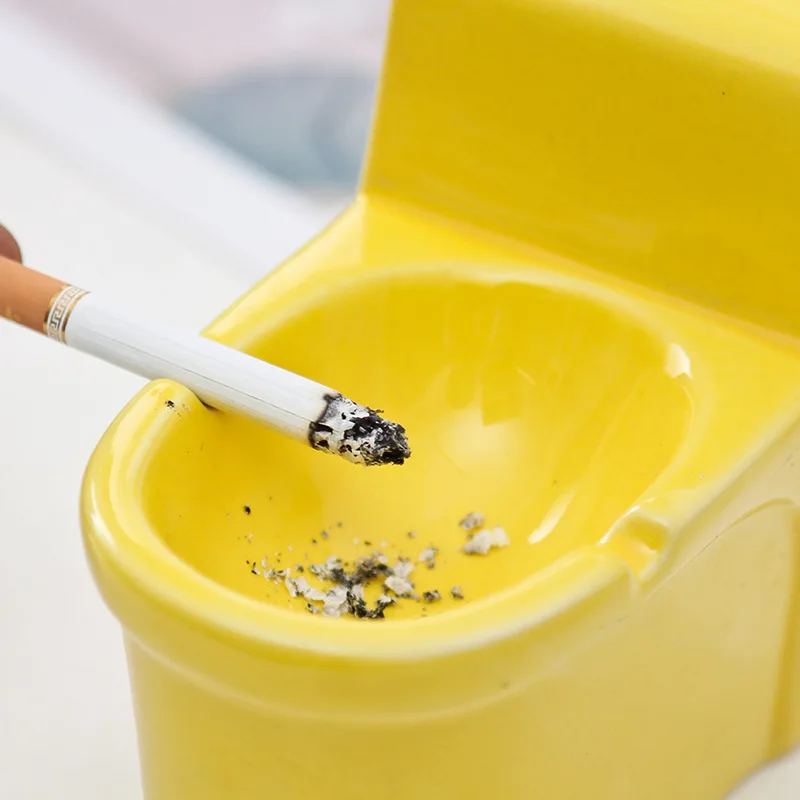 Ceramic Toilet Ashtray Desktop Anti-fly Ash Storage Living Room Decoration Home Decoration Accessories Creative Cigar Ashtray view 5