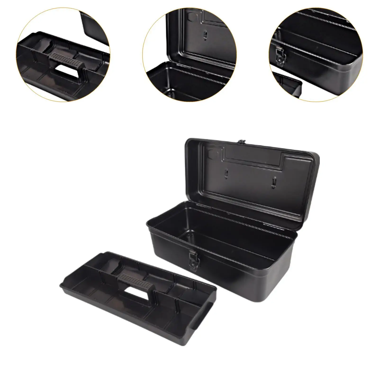 Double Layer Iron Toolbox Storage Case Portable Metal Tool Box Organizer for Garage and Construction Site