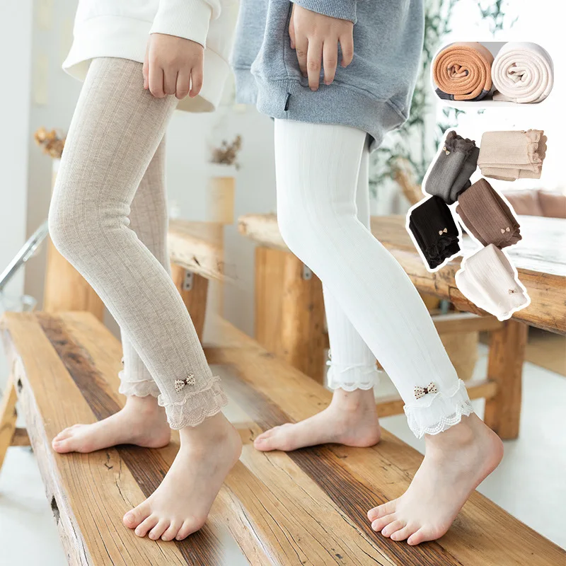Girls Fleece Lined Thick Leggings Vertical Stripe Warm Outer Wear Little Kids Autumn Winter New Season