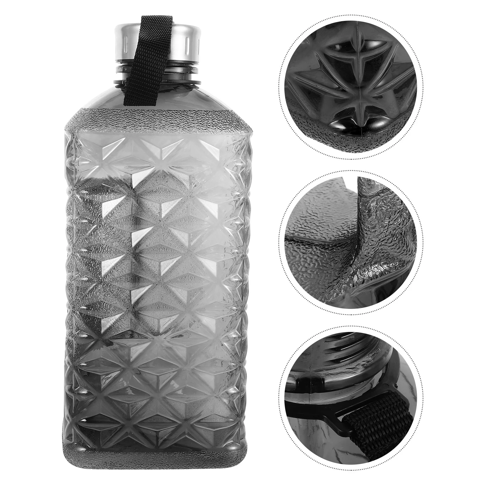 Fitness Water Bottle Kettle Athletic Ton Barrel Dark Grey Plastic Sports Running