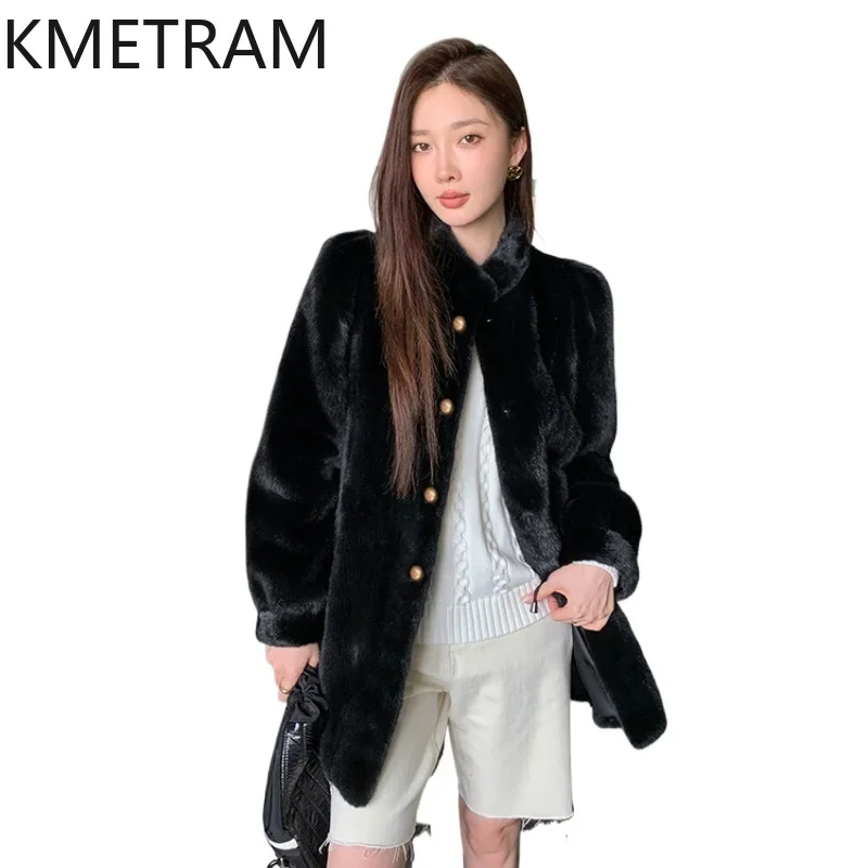 Natural Mink Fur Coat Women High Quality Mid Length Fur Jacket Winter New Arrivals Outerwears Womans Clothing шуба женская 2024