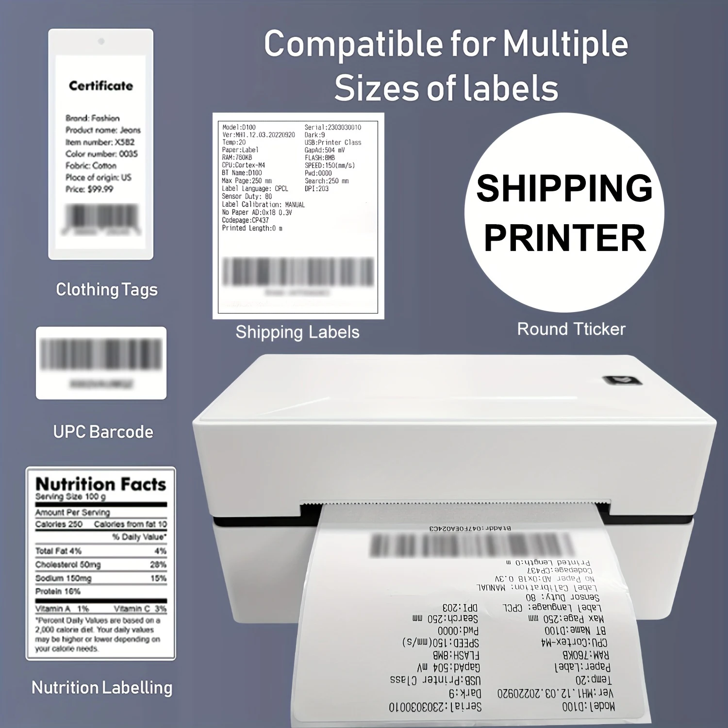 Marklife D100 Thermal Shipping Label Printer Compatible With PC And Smartphone Shipping Labels Barcode Label Thanks Labels Jar