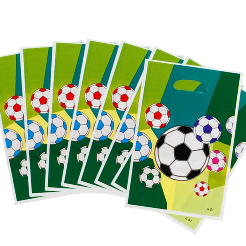 10pcs/lot Baby Shower Decoration Football Soccer Theme Gifts Bags Happy Birthday Party Disposable Plastic Loot Bag