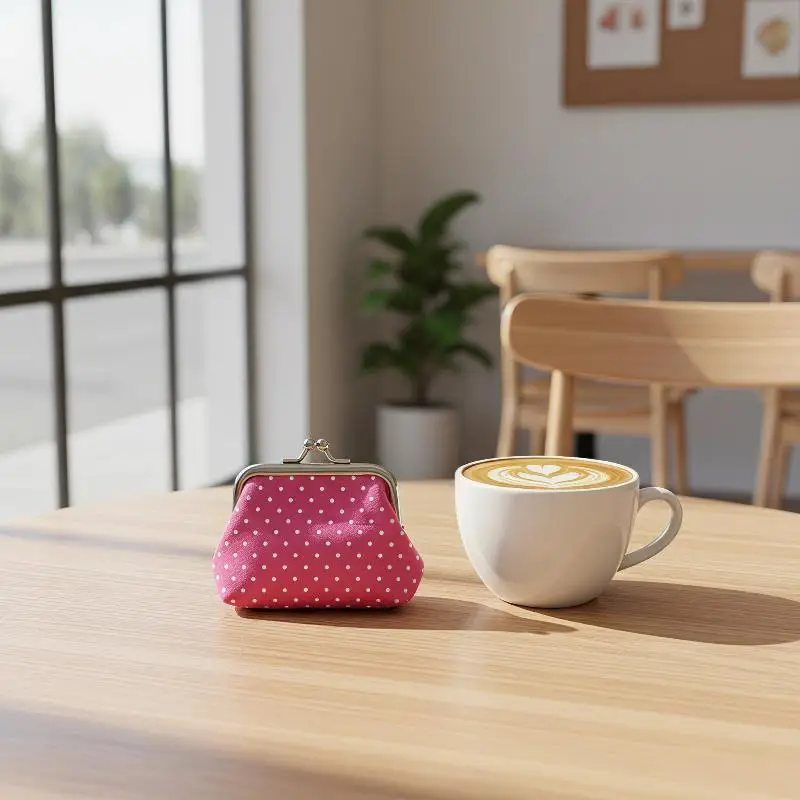 Pocket Coin Wallet Women's Polka Dot Coin Purse Mini Lightweight Kiss Lock Pouch Pocket-sized Small Item Holder For Coins