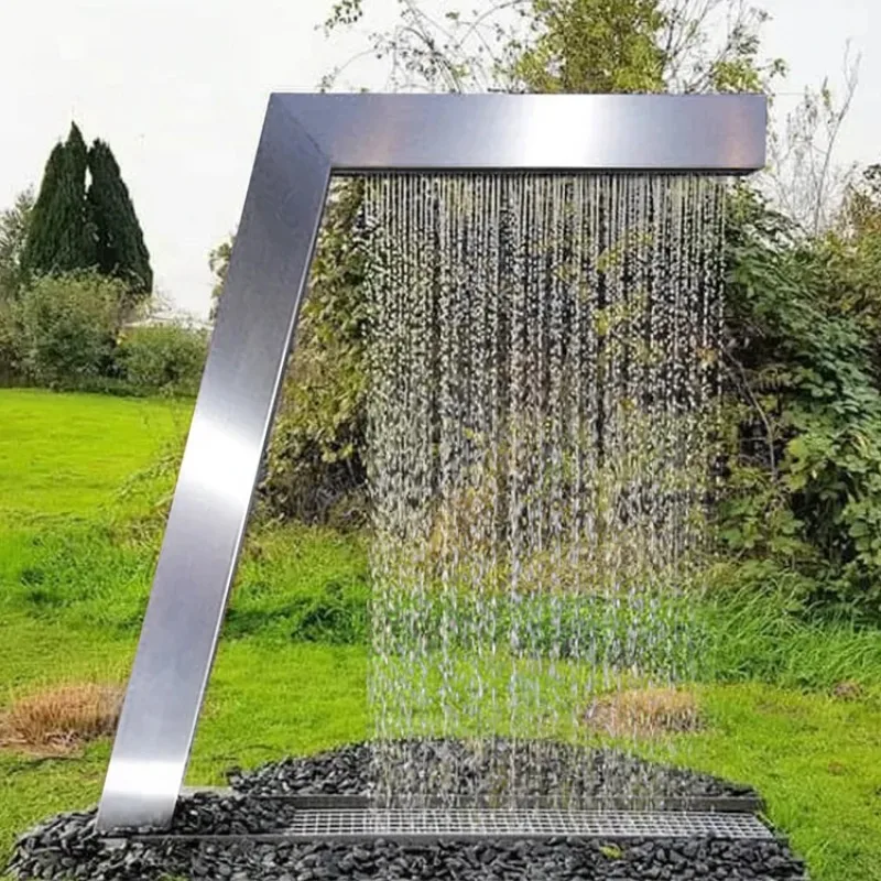 

EXW Corten Steel Water Curtain Fountain Weather Resistant Metal Waterfall For Outdoor Garden Landscape Design Project