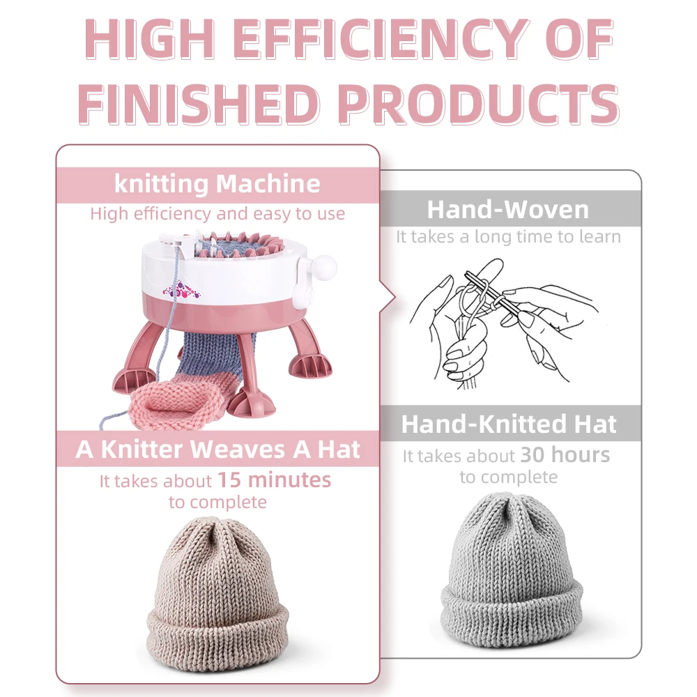 آلة حياكة Sentro 22-إبرة لصنع الأوشحة والقبعات اليدوية بنفسك ، آلة دوارة لألواح الحياكة بنفسك ، لا حاجة للكهرباء #4