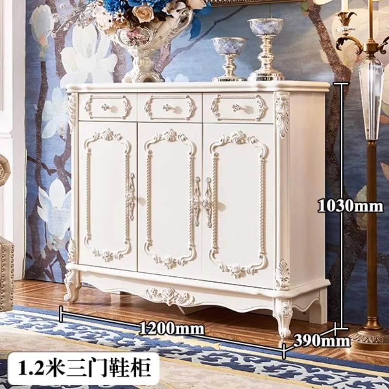 New European-style shoe cabinet, white French living room, painted hallway cabinet, elevator entrance locker, home balcony