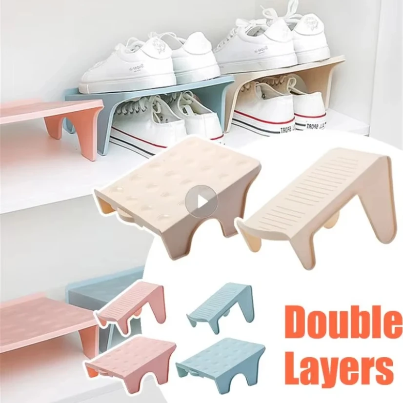 

Shoe Rack Organizer Double Layers Save Space Multifunction Simple Space Economy Shoe Support Hanger Household Storage Supplies