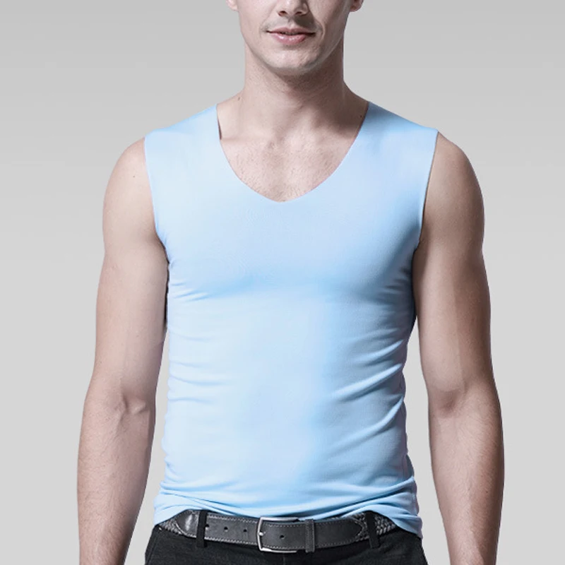 Ice Silk Tank Tops Seamless Mens Vest Loose Sleeveless Sport Bodysuit Vest For Men Plain Casual Summer Tank Undershirts Cool 5XL