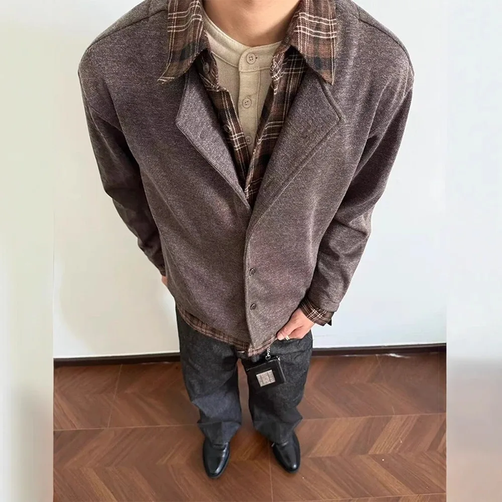 

Retro Japanese Style Plaid Long Sleeve Shirt Men Women Casual All Matched Autumn New Style Polyester Fabric Hong Kong Style