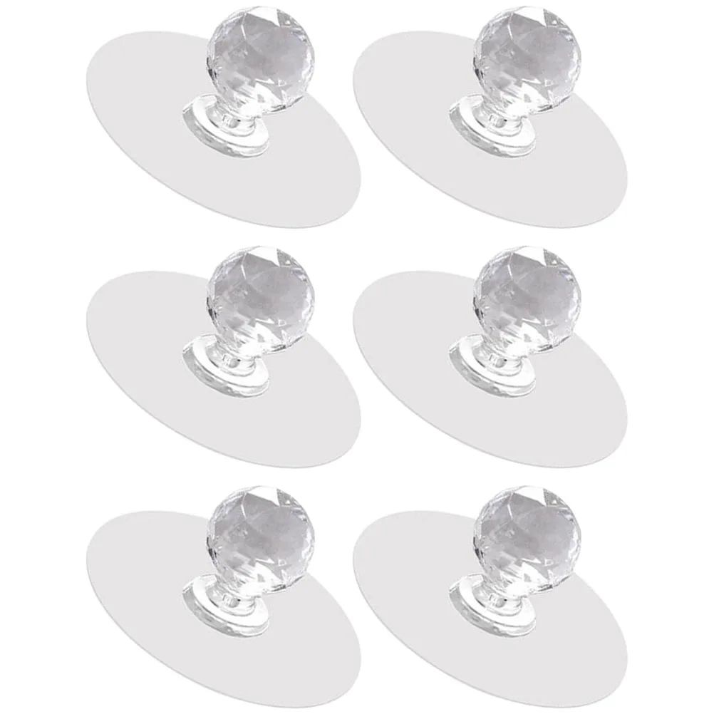 

6 pcs Cabinet Handles Adhesive Knobs for Furniture Dresser Sticky Drawer Cupboard Door Safe Material Easy Install Wide